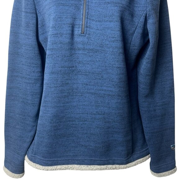 Kuhl Blue Quarter Zip Mock Neck Sherpa Lined Fleece Pullover Cabincore Hiking L - Picture 4 of 12
